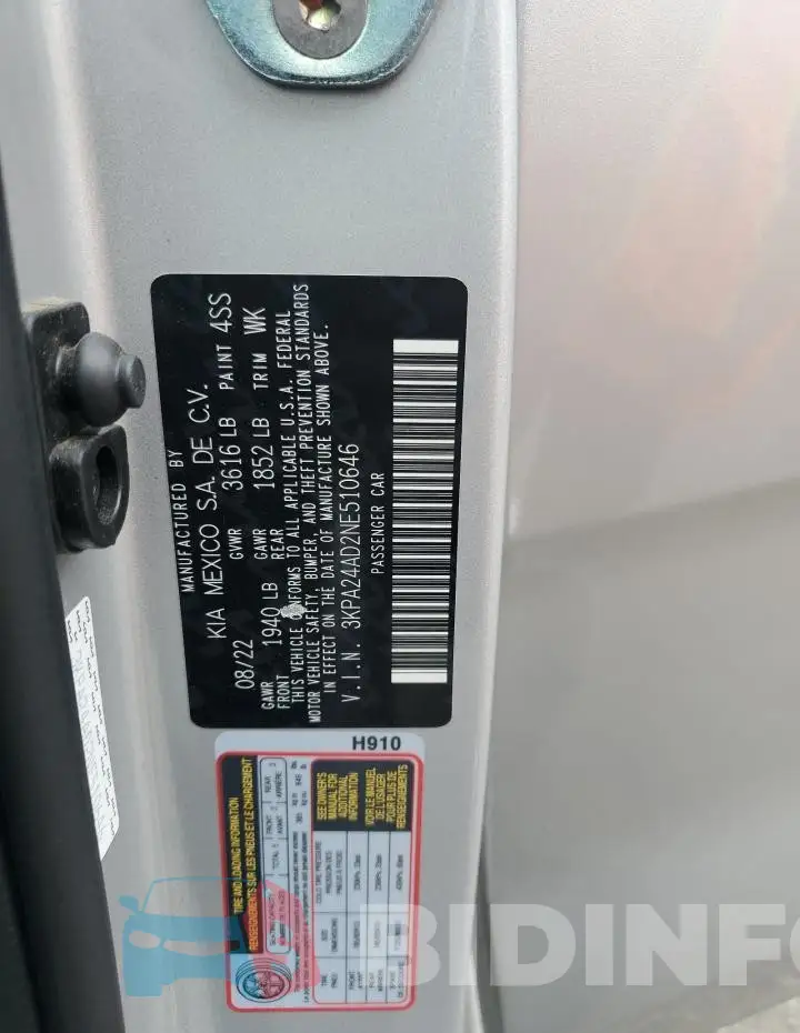 3KPA24AD2NE510646 Photo# 13