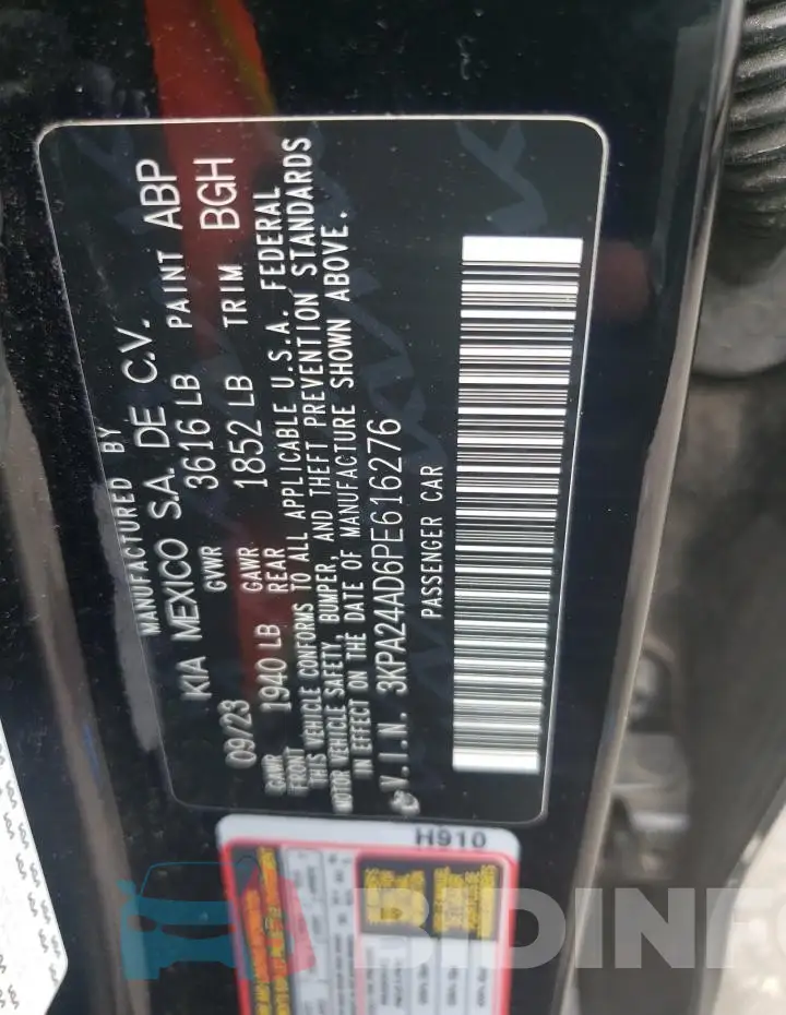 3KPA24AD6PE616276 Photo# 13