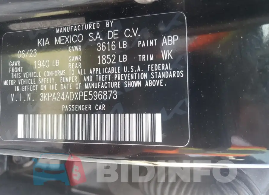 3KPA24ADXPE596873 Photo# 12