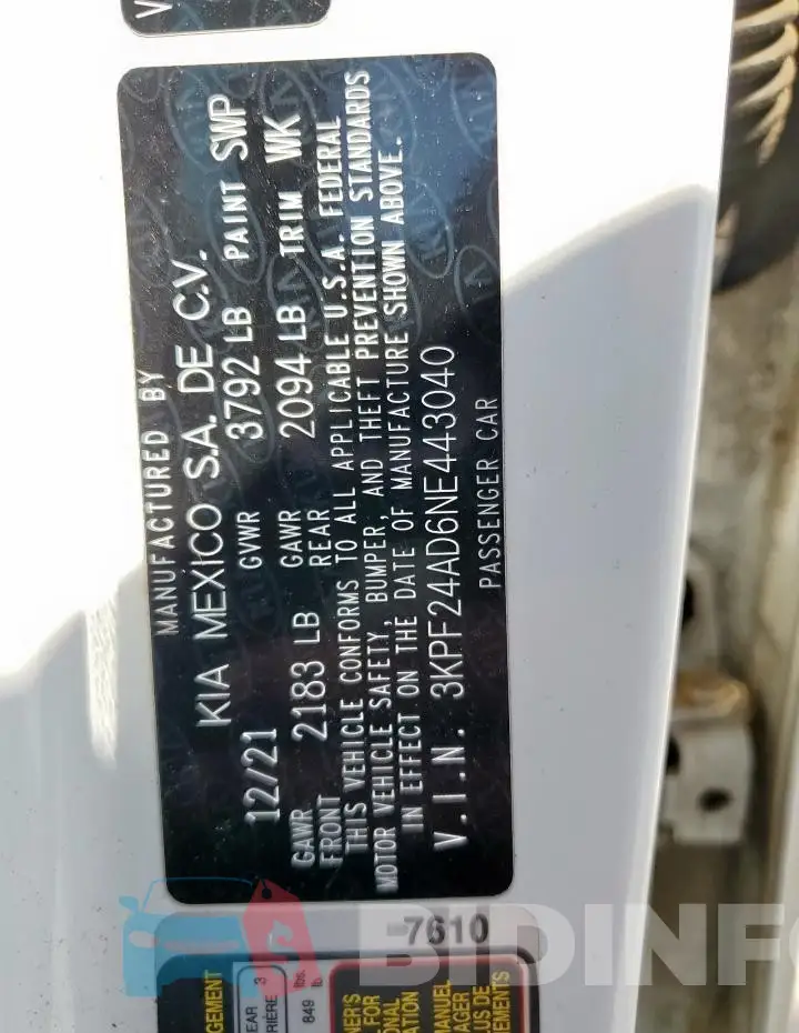 3KPF24AD6NE443040 Photo# 12