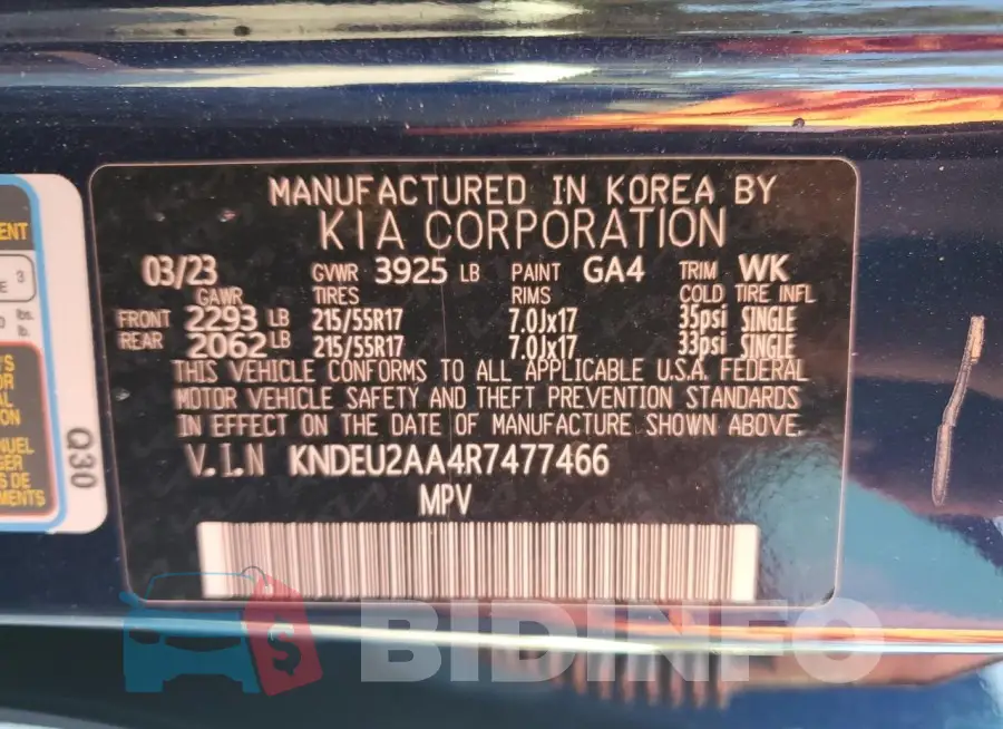 KNDEU2AA4R7477466 Photo# 13