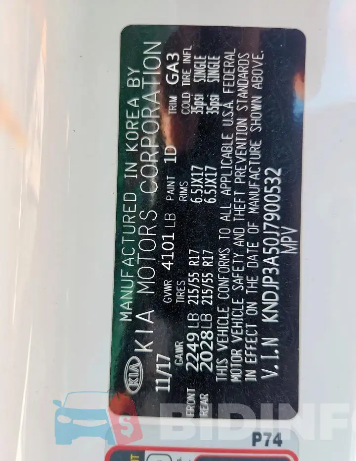 KNDJP3A50J7900532 Photo# 14