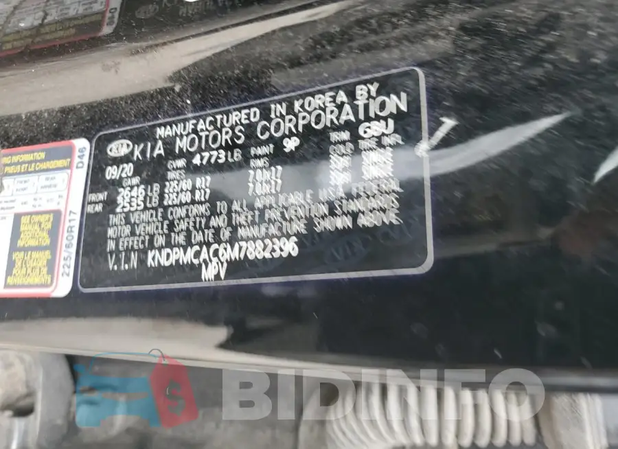 KNDPMCAC6M7882396 Photo# 13