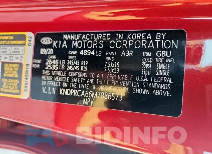 KNDPRCA66M7886573 Photo# 13