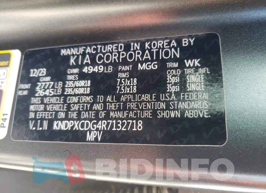 KNDPXCDG4R7132718 Photo# 13