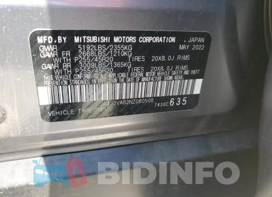 JA4J3VA82NZ080508 Photo# 13