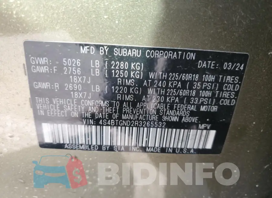4S4BTGND2R3265532 Photo# 13