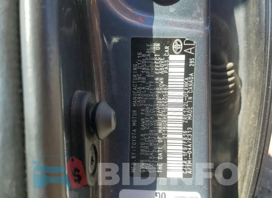 2T1BURHE1GC605887 Photo# 13