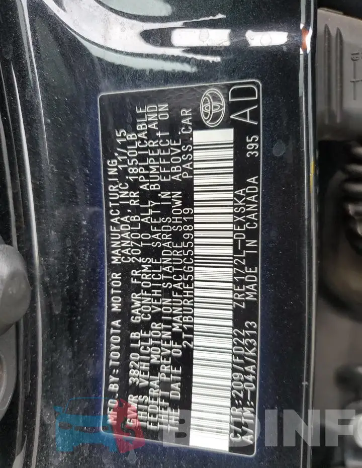 2T1BURHE5GC559819 Photo# 12