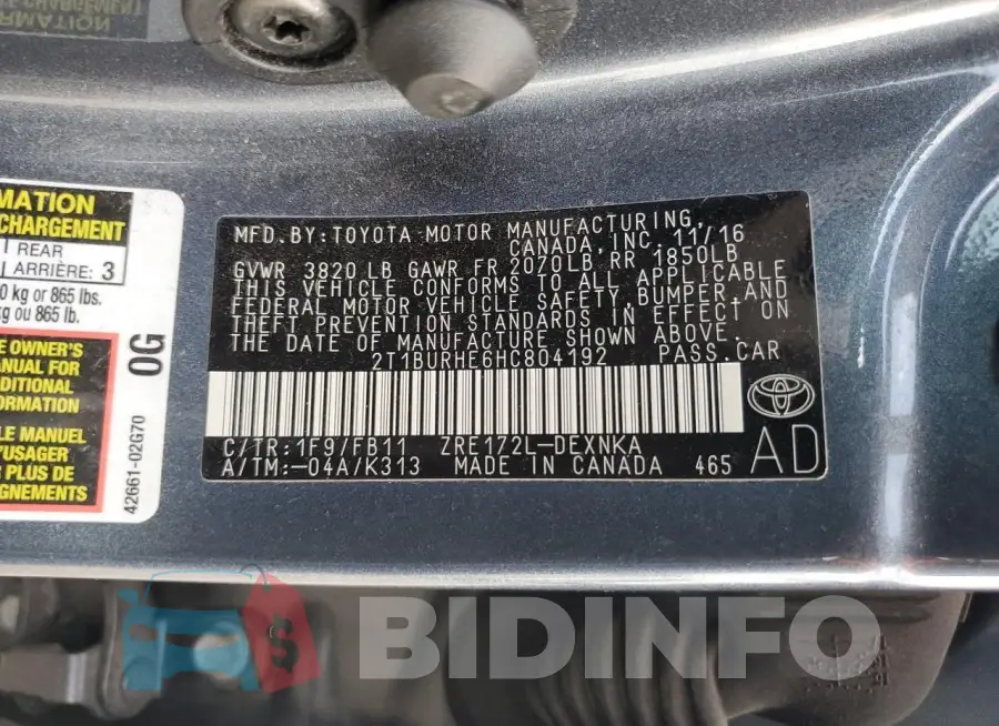 2T1BURHE6HC804192 Photo# 13