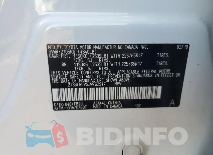 2T3BFREV5JW762947 Photo# 12