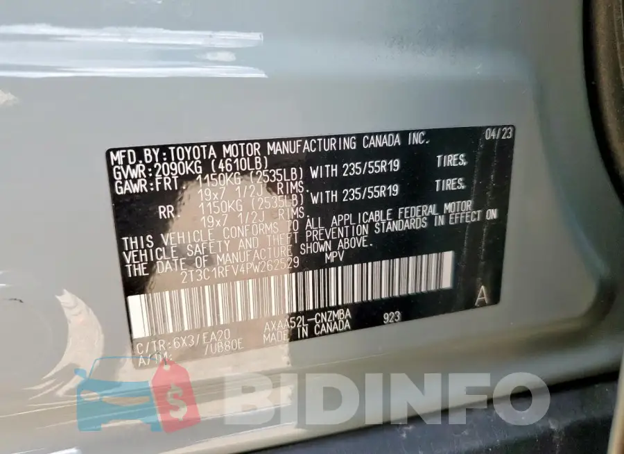 2T3C1RFV4PW262529 Photo# 14