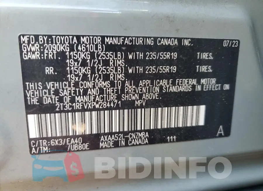 2T3C1RFVXPW284471 Photo# 14