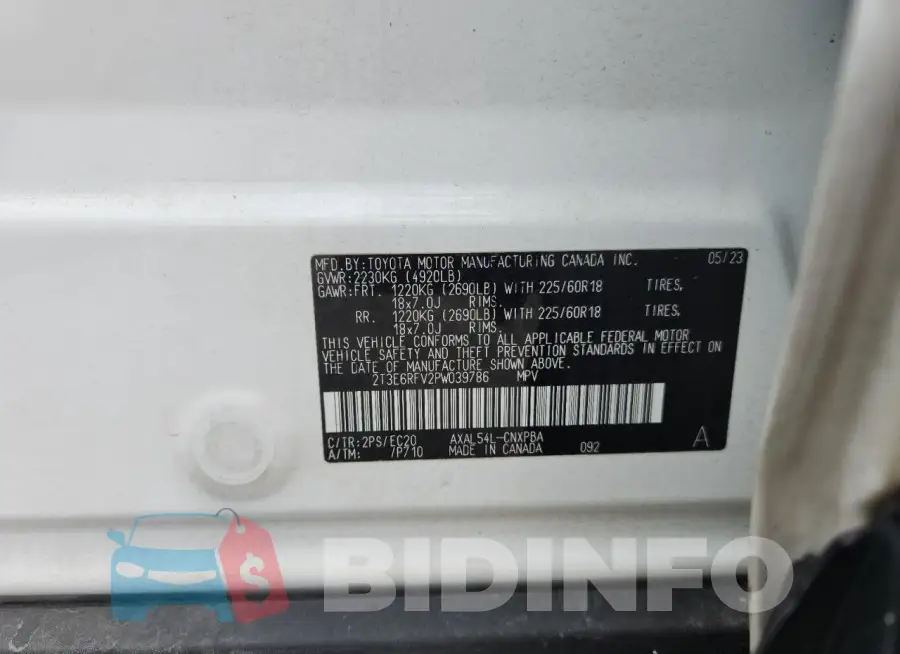 2T3E6RFV2PW039786 Photo# 13