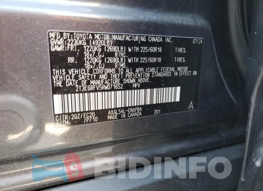 2T3E6RFV5RW071652 Photo# 13