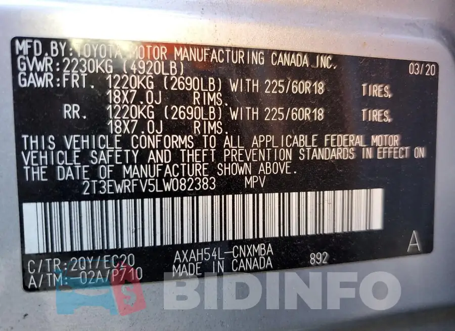 2T3EWRFV5LW082383 Photo# 13