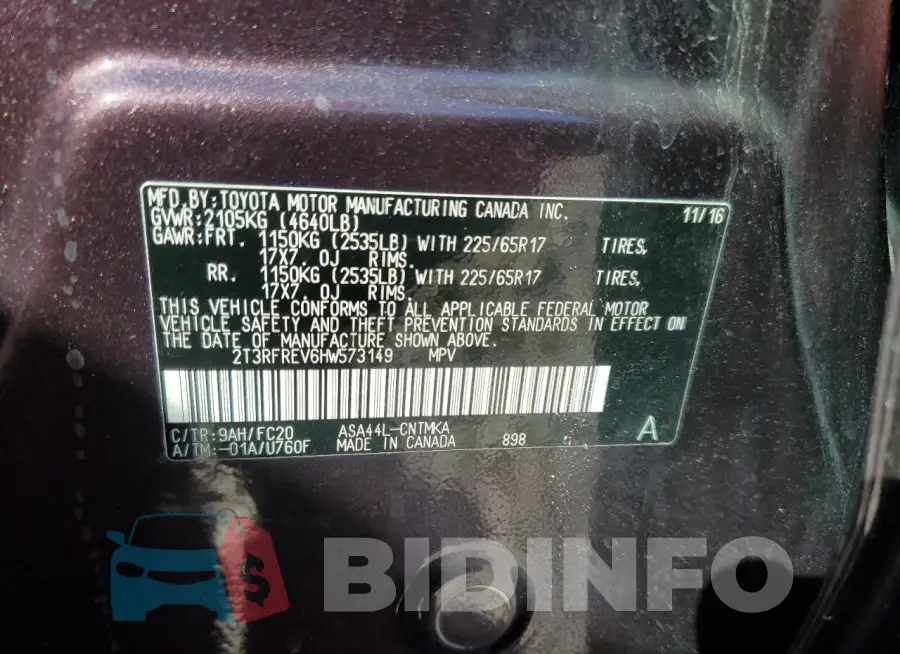 2T3RFREV6HW573149 Photo# 14