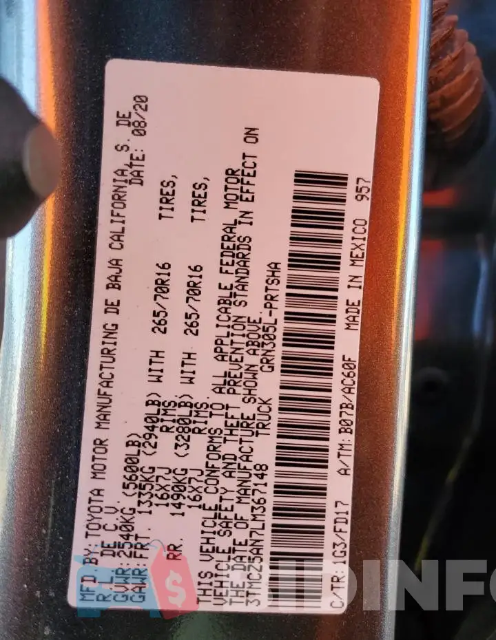 3TMCZ5AN7LM367148 Photo# 12