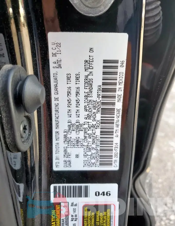 3TYAX5GNXPT071877 Photo# 12