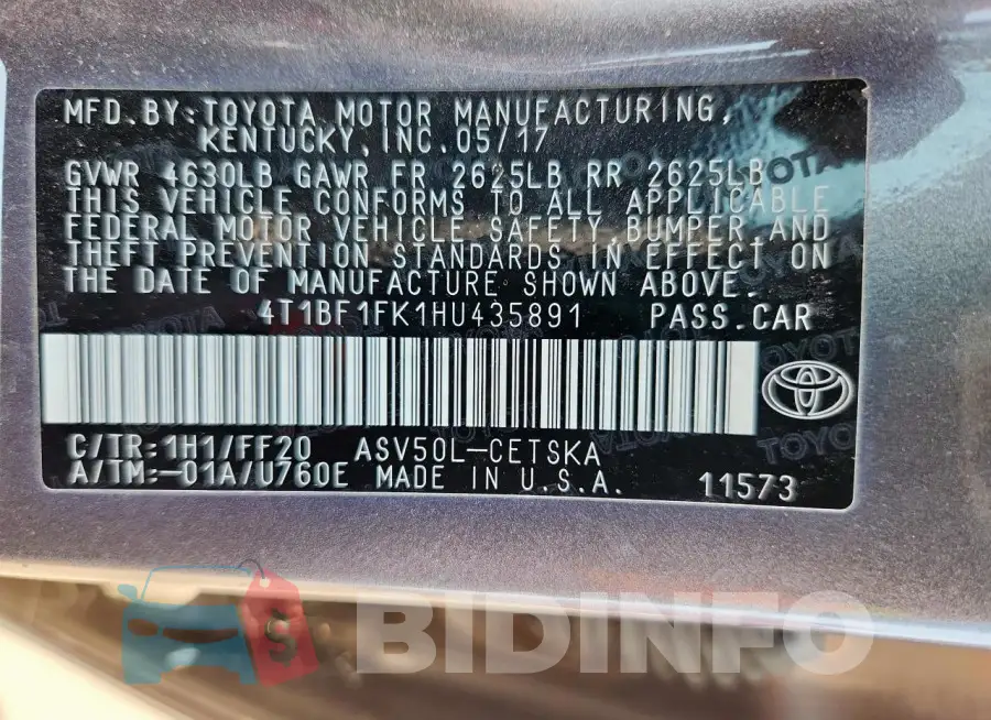 4T1BF1FK1HU435891 Photo# 12