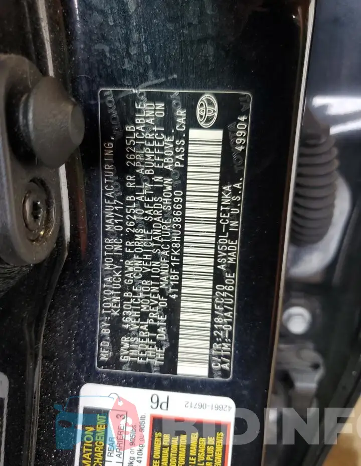 4T1BF1FK8HU386690 Photo# 12