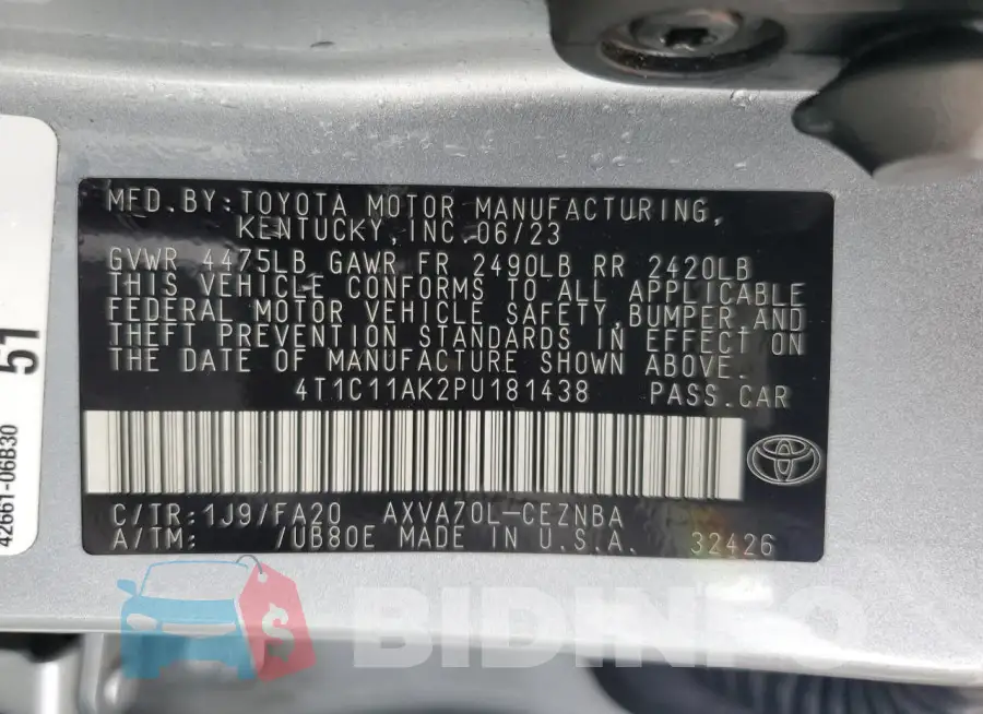 4T1C11AK2PU181438 Photo# 12