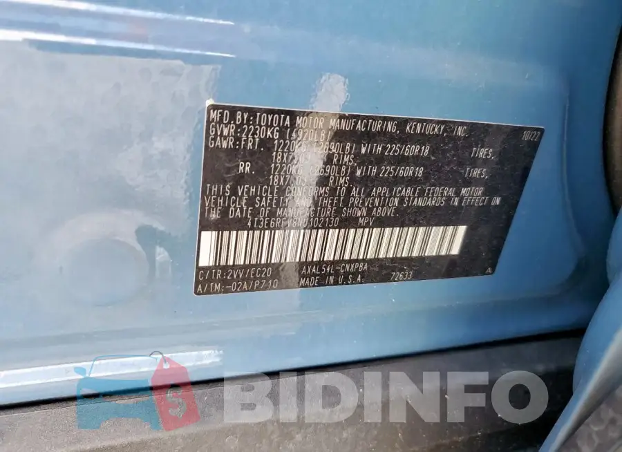 4T3E6RFV8NU102130 Photo# 13
