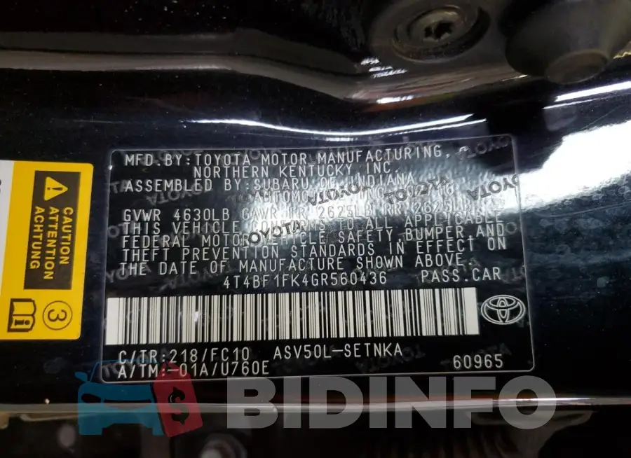 4T4BF1FK4GR560436 Photo# 13