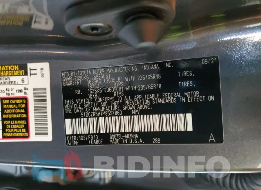 5TDCZRBH4MS557863 Photo# 13