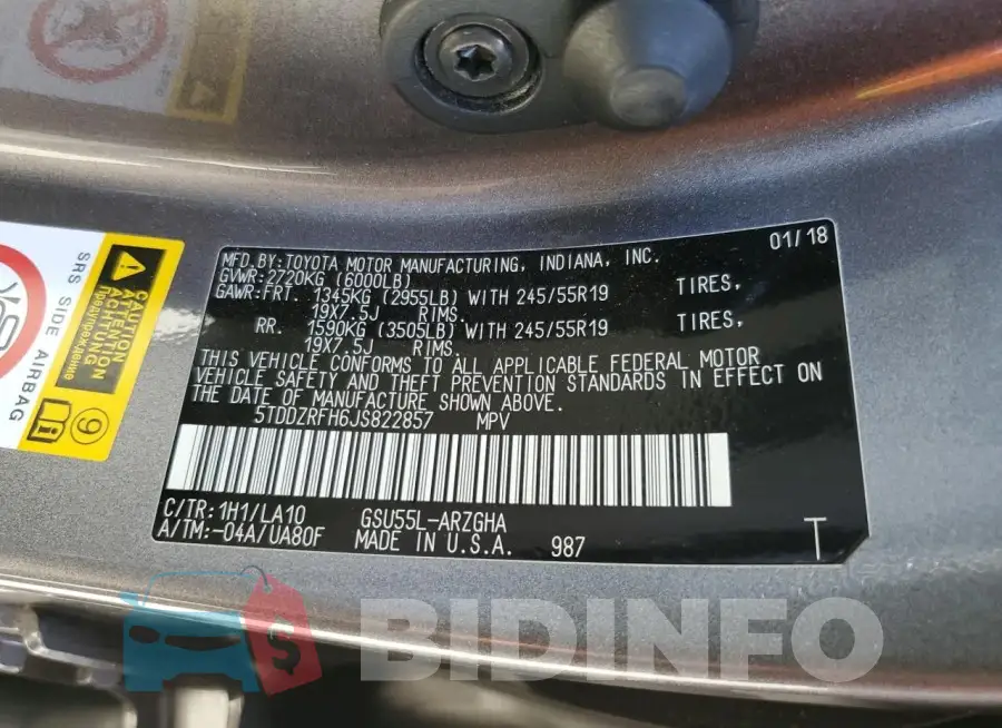 5TDDZRFH6JS822857 Photo# 13
