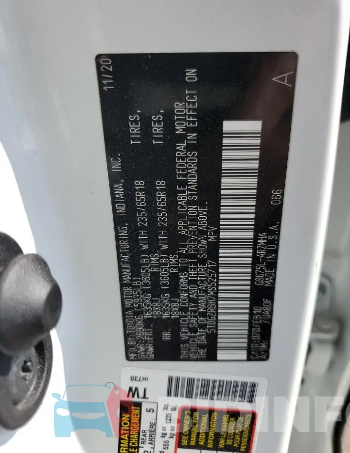 5TDGZRBH7MS525717 Photo# 14