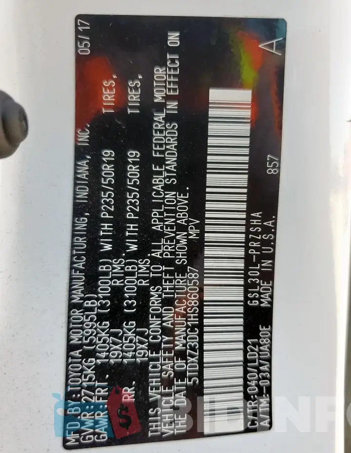 5TDXZ3DC1HS860587 Photo# 13