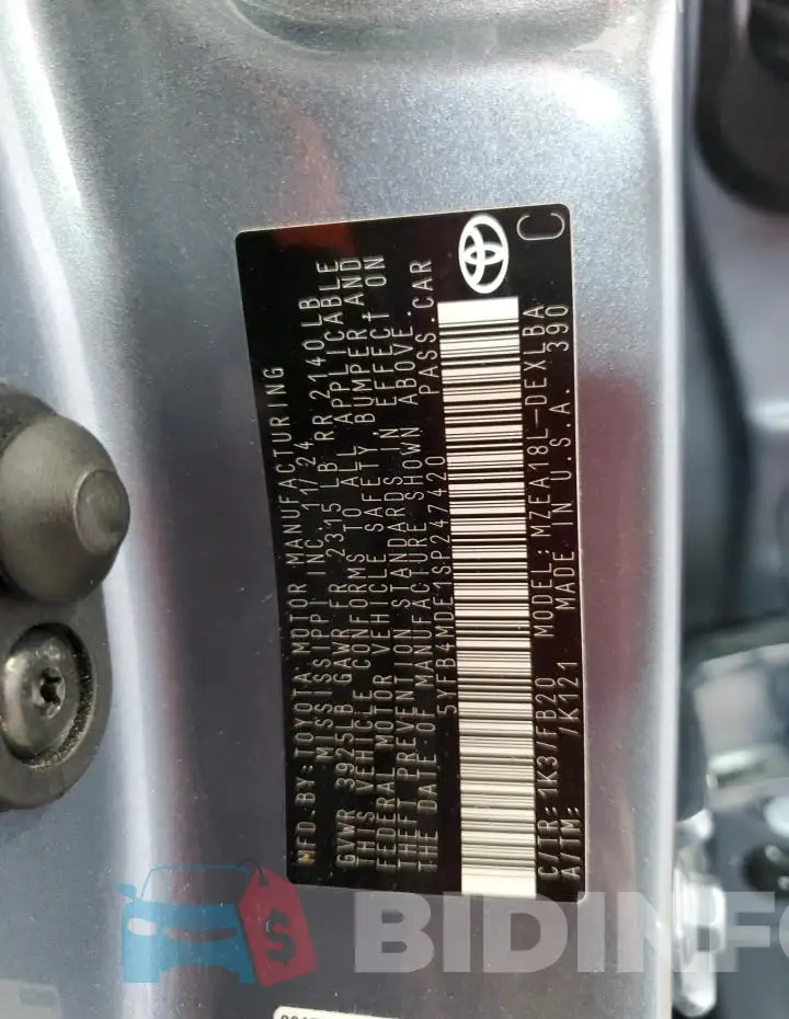 5YFB4MDE1SP247420 Photo# 12