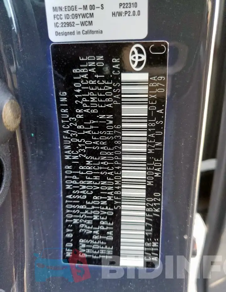 5YFB4MDE4PP028376 Photo# 12