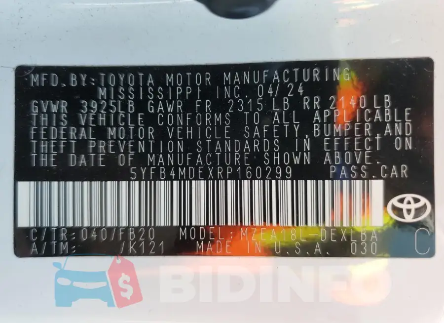 5YFB4MDEXRP160299 Photo# 13