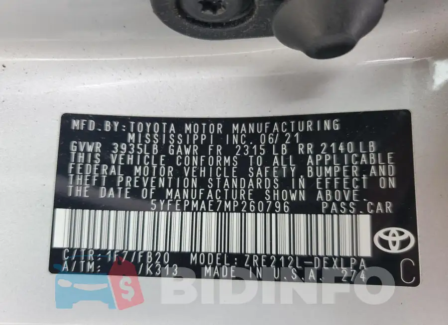 5YFEPMAE7MP260796 Photo# 12