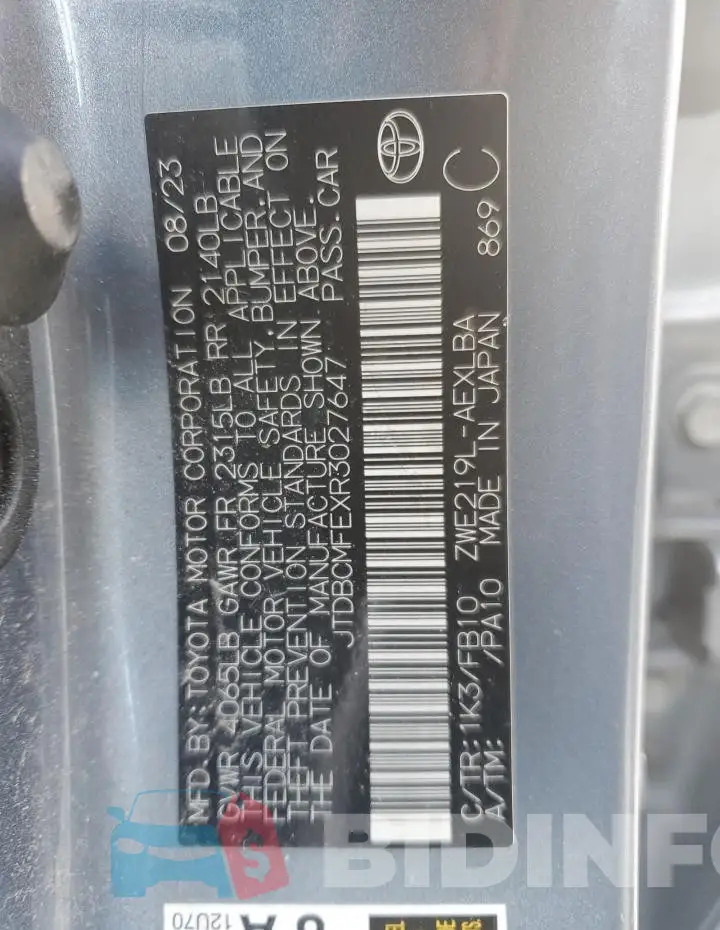 JTDBCMFEXR3027647 Photo# 12