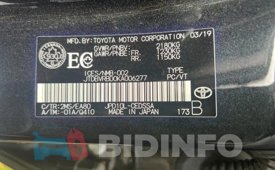 JTDBVRBD0KA006277 Photo# 10