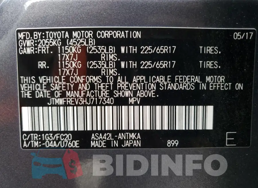 JTMWFREV3HJ717340 Photo# 14
