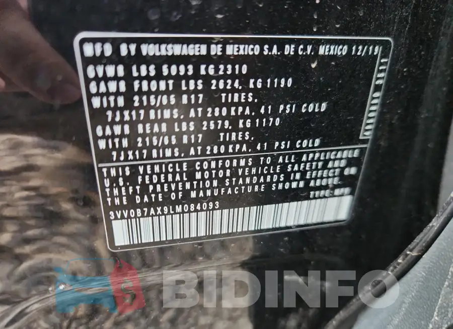3VV0B7AX9LM084093 Photo# 13