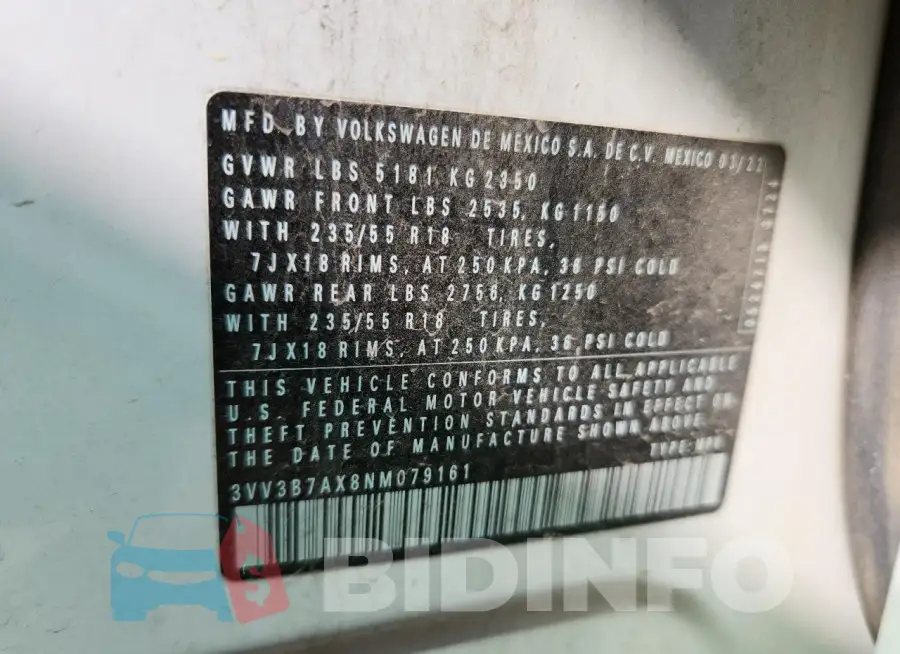3VV3B7AX8NM079161 Photo# 13