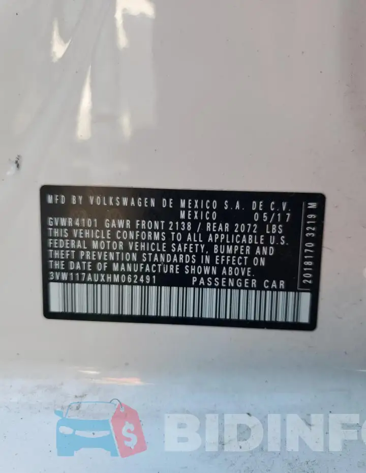 3VW117AUXHM062491 Photo# 13