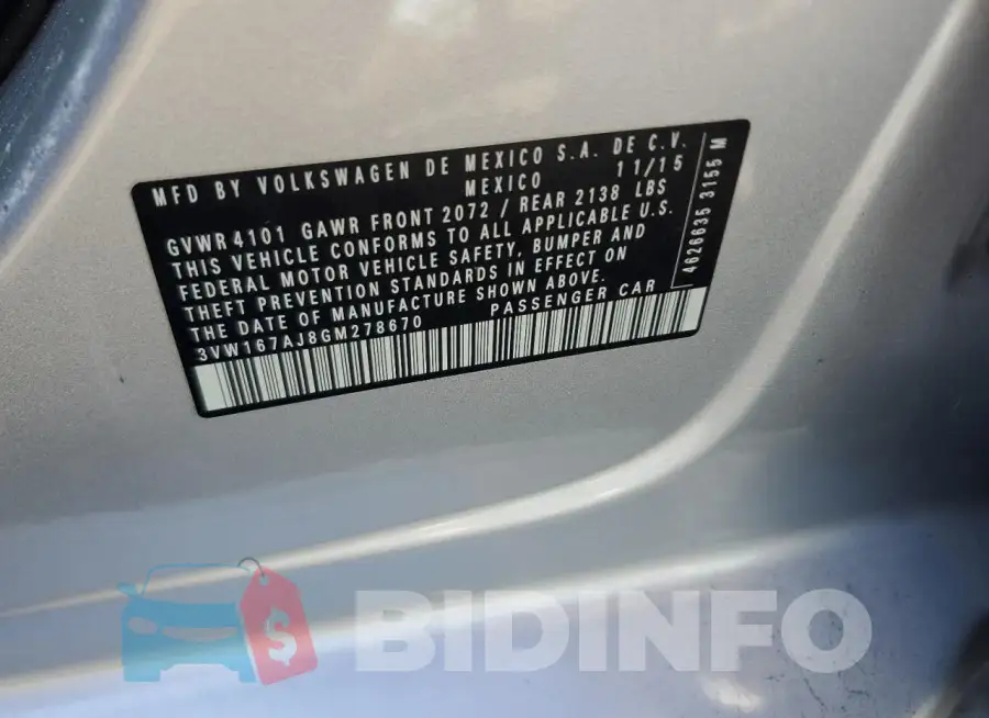 3VW167AJ8GM278670 Photo# 13
