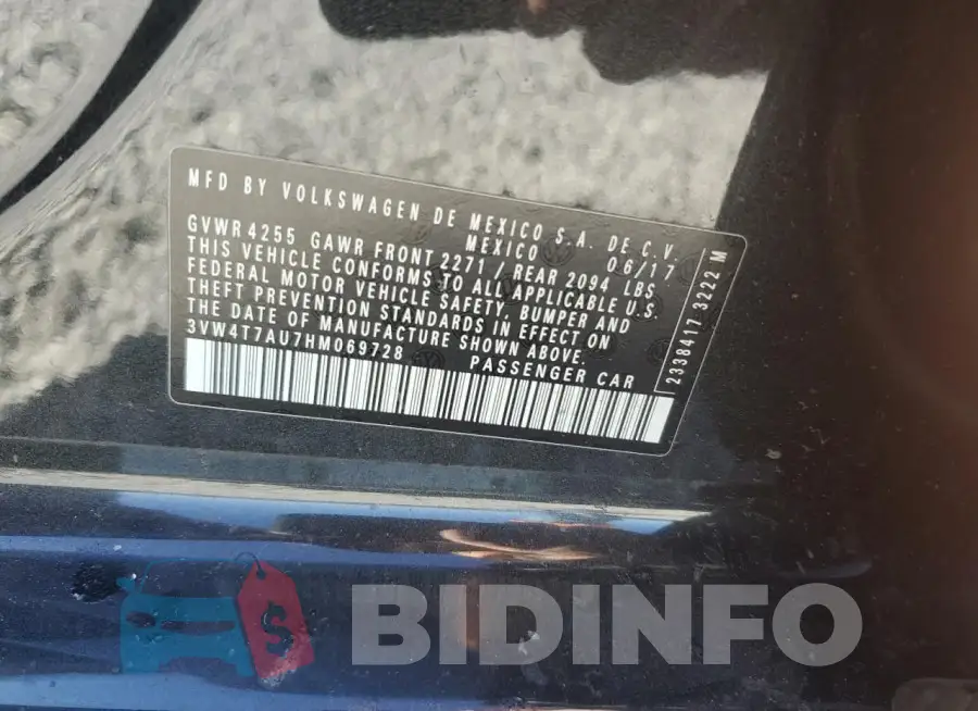 3VW4T7AU7HM069728 Photo# 12