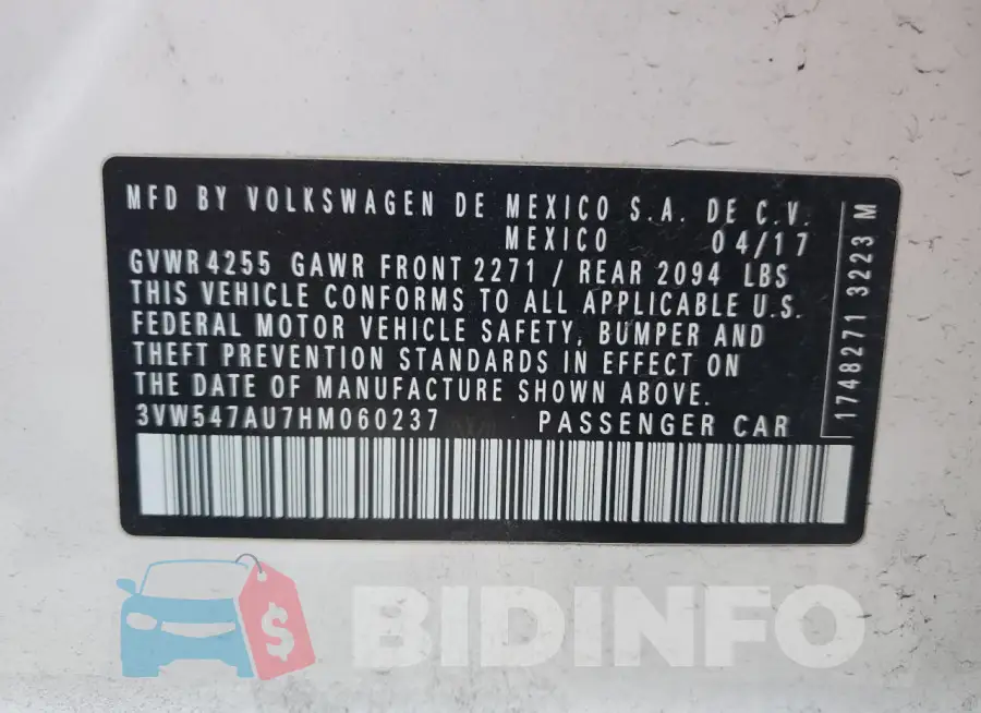 3VW547AU7HM060237 Photo# 12