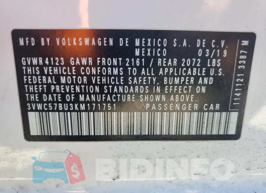 3VWC57BU3KM171751 Photo# 12