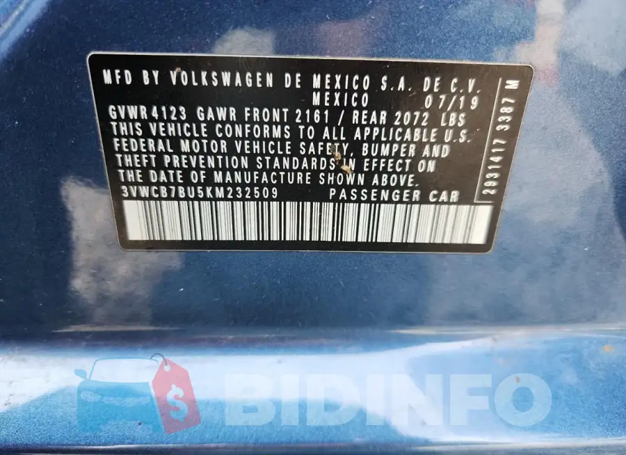 3VWCB7BU5KM232509 Photo# 12