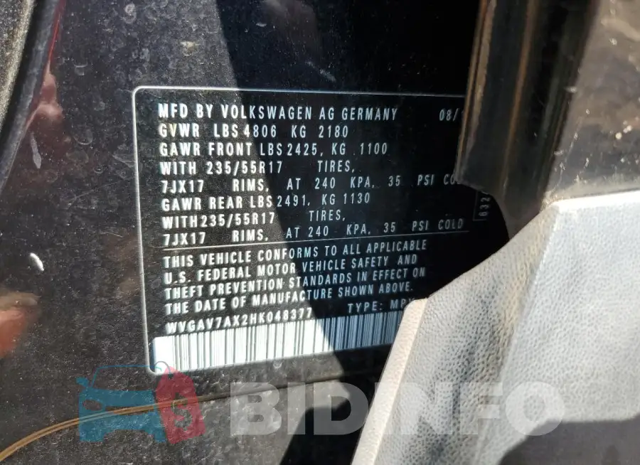 WVGAV7AX2HK048377 Photo# 13