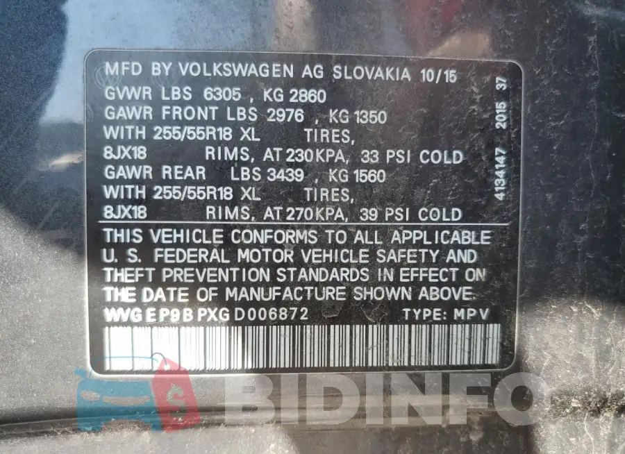 WVGEP9BPXGD006872 Photo# 13