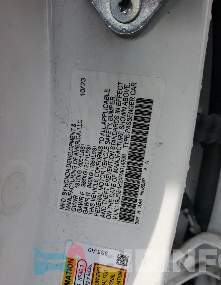 19UDE4H2XRA014898 Photo# 12
